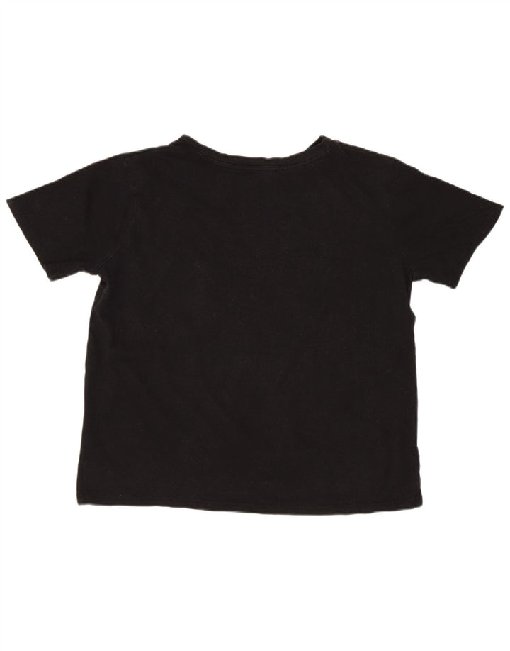 Zara Camiseta Feminina Crop Oversized Top UK 10 Pequeno Algodão Preto