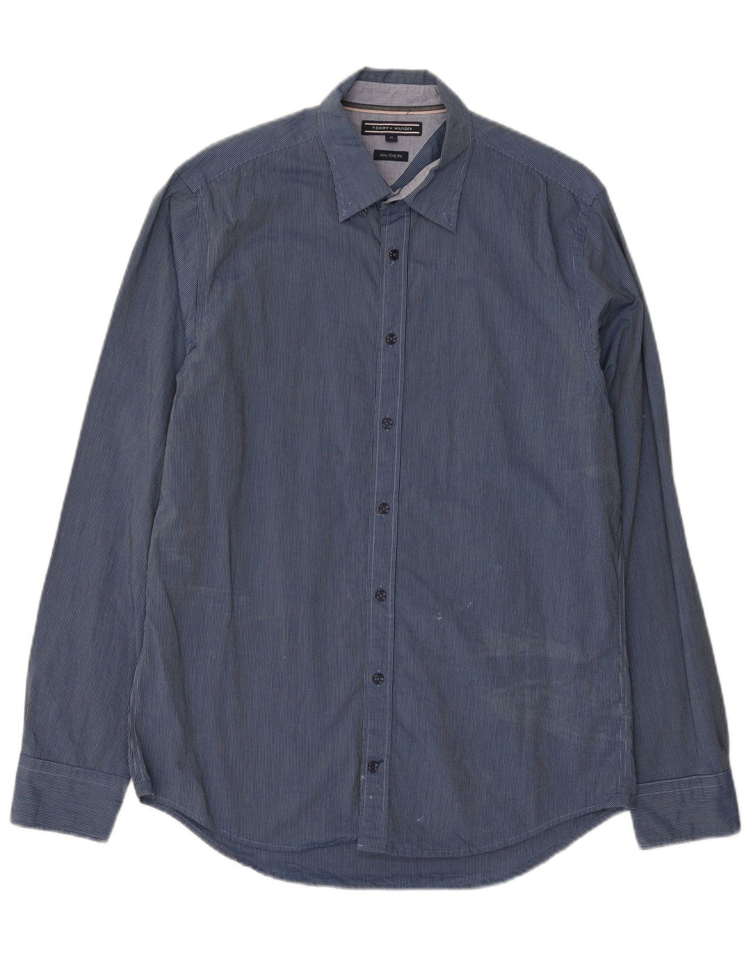 Camisa jeans masculina Tommy Hilfiger New York Fit regular guingão azul médio