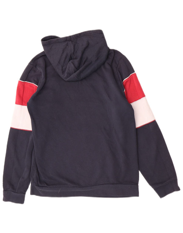 Jumper com capuz gráfico Champion Boys 13-14 anos XL Azul marinho Colorblock