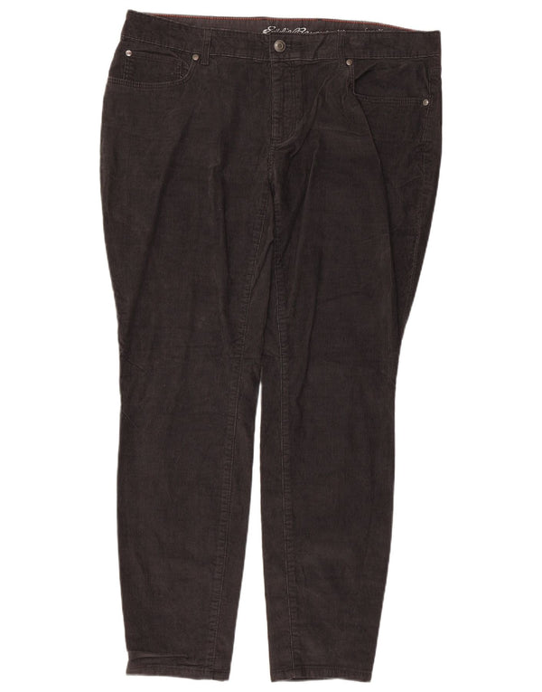 Calça feminina de veludo cotelê Eddie Bauer ligeiramente curvilínea W38 L29 preta