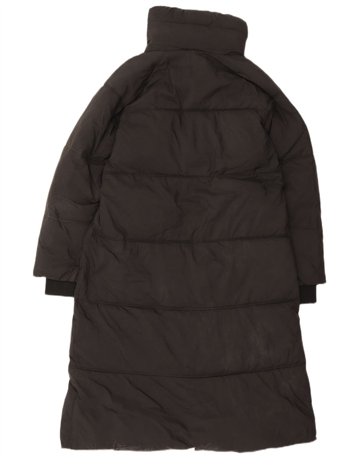 Casaco acolchoado com capuz feminino Zara UK 14 poliéster preto médio