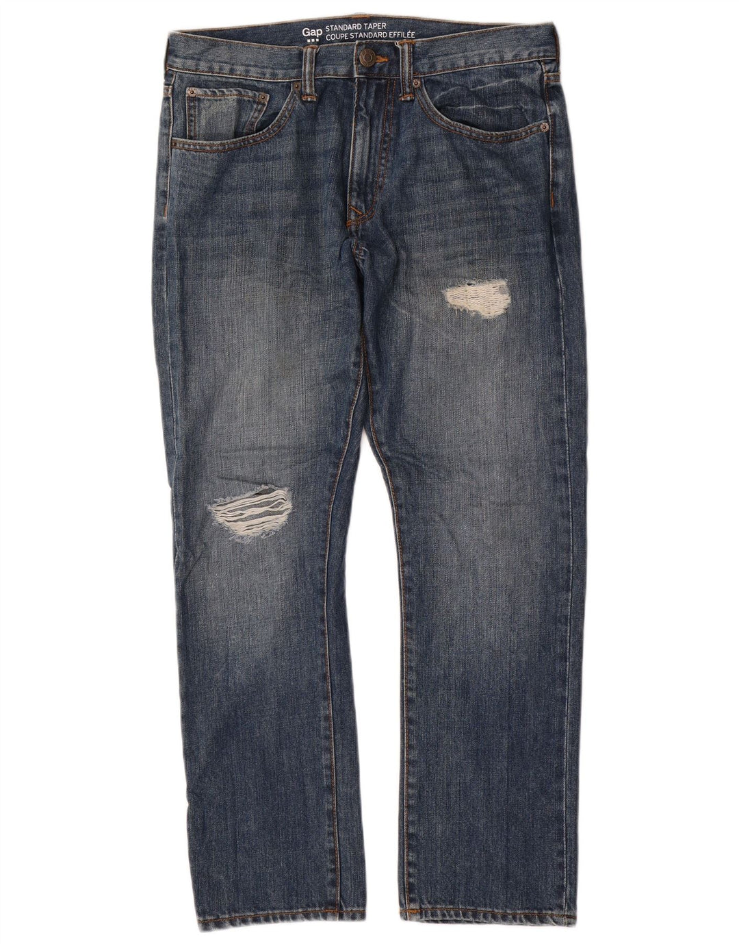 Jeans masculinos Gap Standard Distressed Tapered W32 L30 Azul Algodão