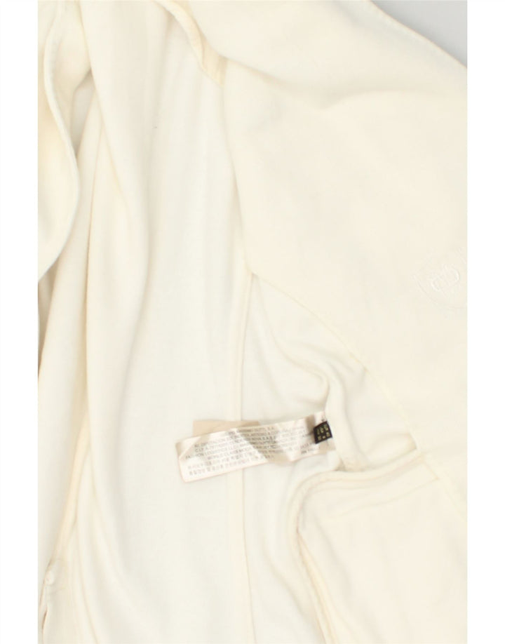 MASSIMO DUTTI Womens 1 Button Blazer Jacket US 8 Medium Off White Cotton | Vintage Massimo Dutti | Thrift | Second-Hand Massimo Dutti | Used Clothing | Messina Hembry 