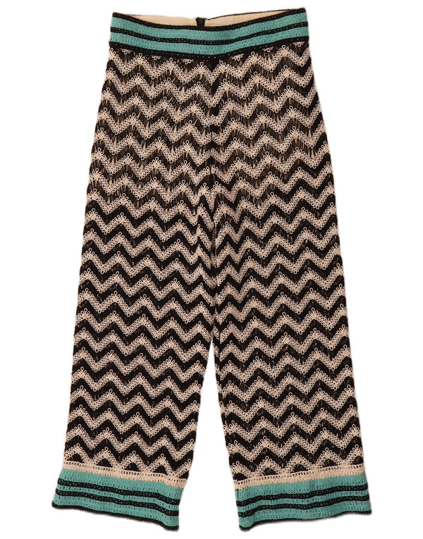 Zara Calça feminina reta casual de malha média W28 L26 preta Chevron