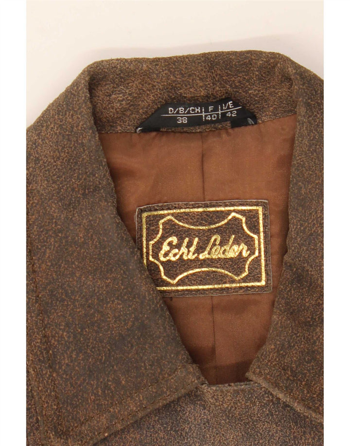 Jaqueta blazer feminina vintage de camurça com 5 botões IT 42 marrom médio