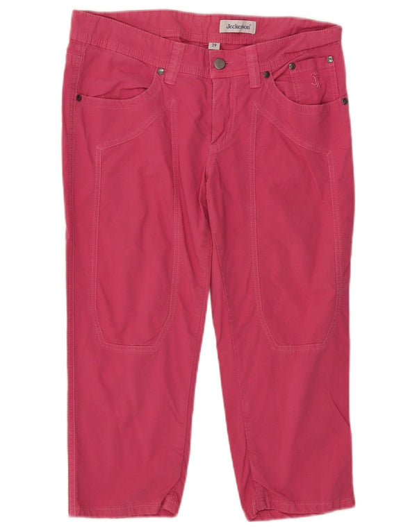 Calça capri reta feminina Jeckerson W29 L19 algodão rosa