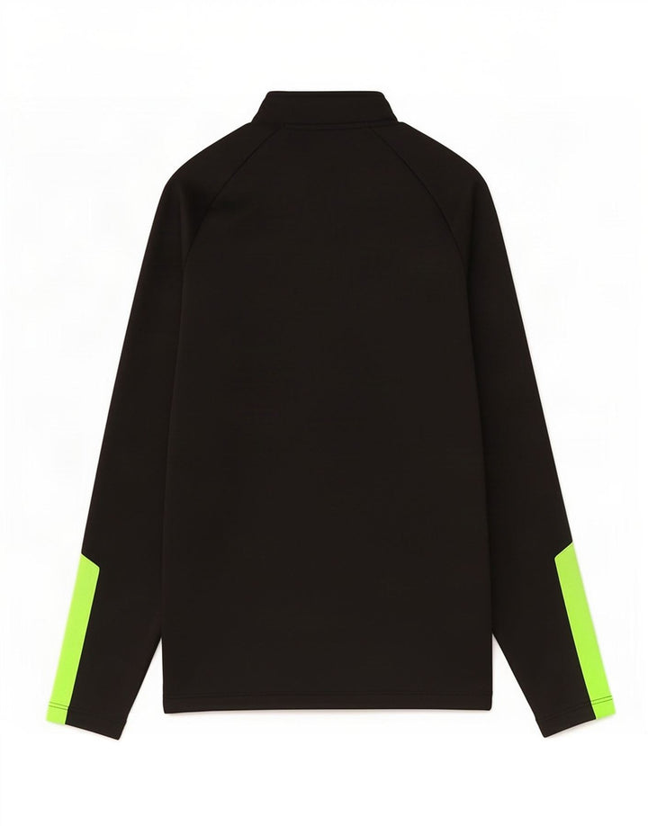 Umbro Boys Zip Neck Top Manga Longa 9-10 Anos Médio Preto Colorblock