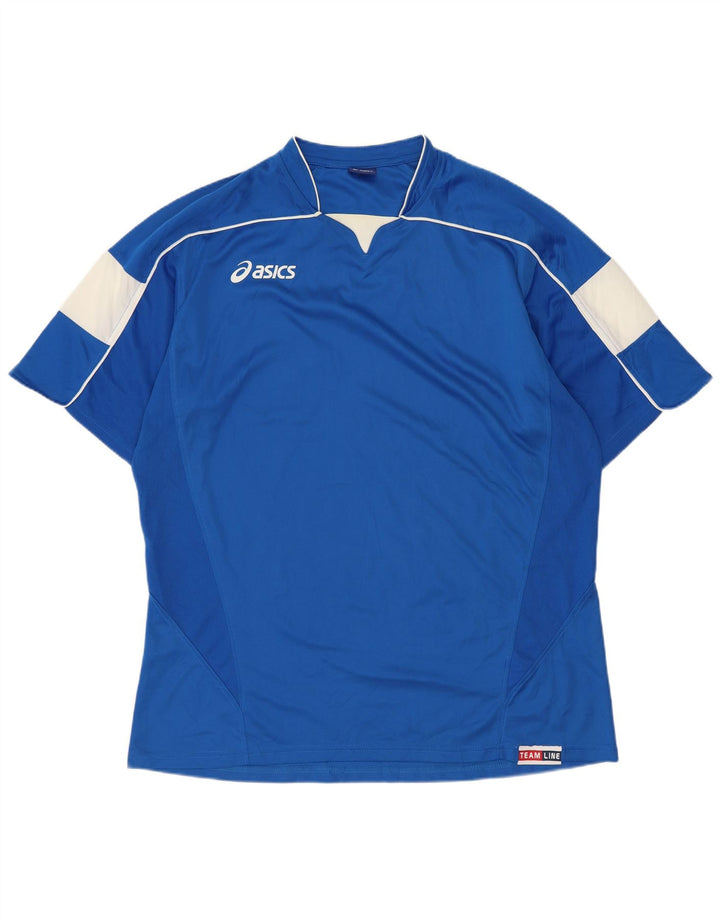 Camiseta masculina Asics Top XL azul colorblock poliéster