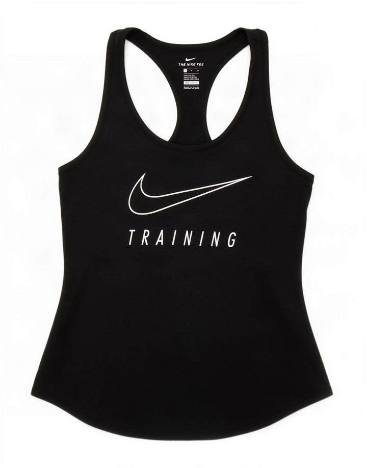 Colete gráfico Nike feminino Dri Fit Top UK 10 pequeno poliéster preto