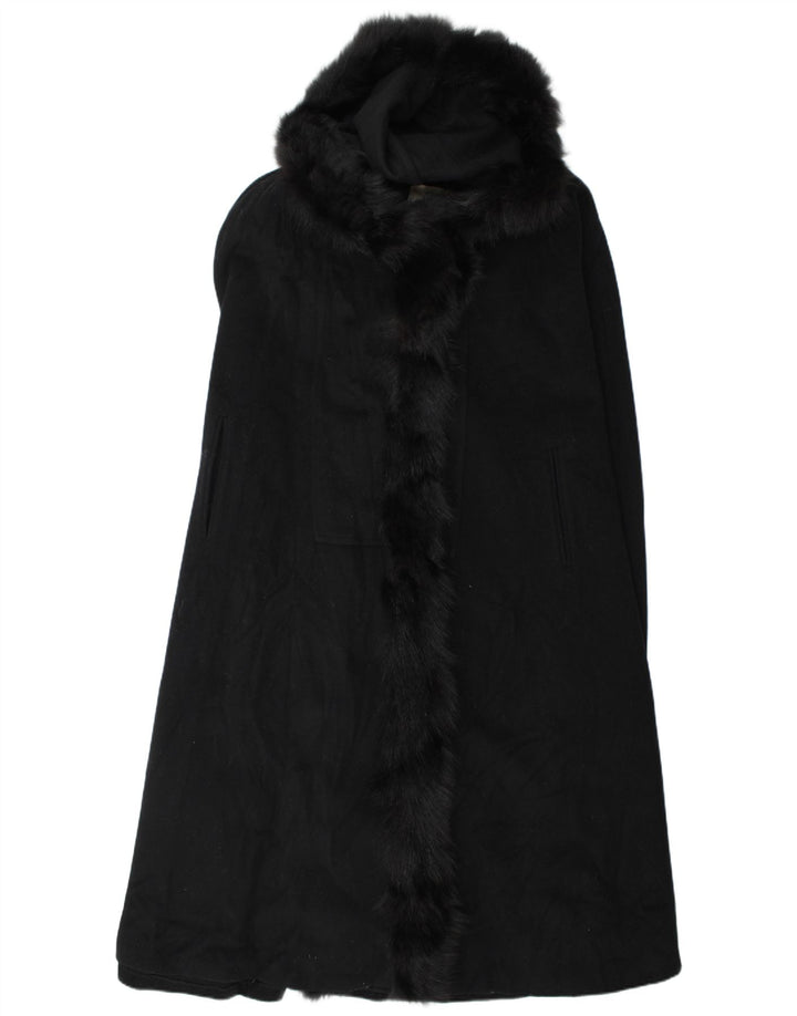 Casaco feminino vintage com capuz tamanho único preto
