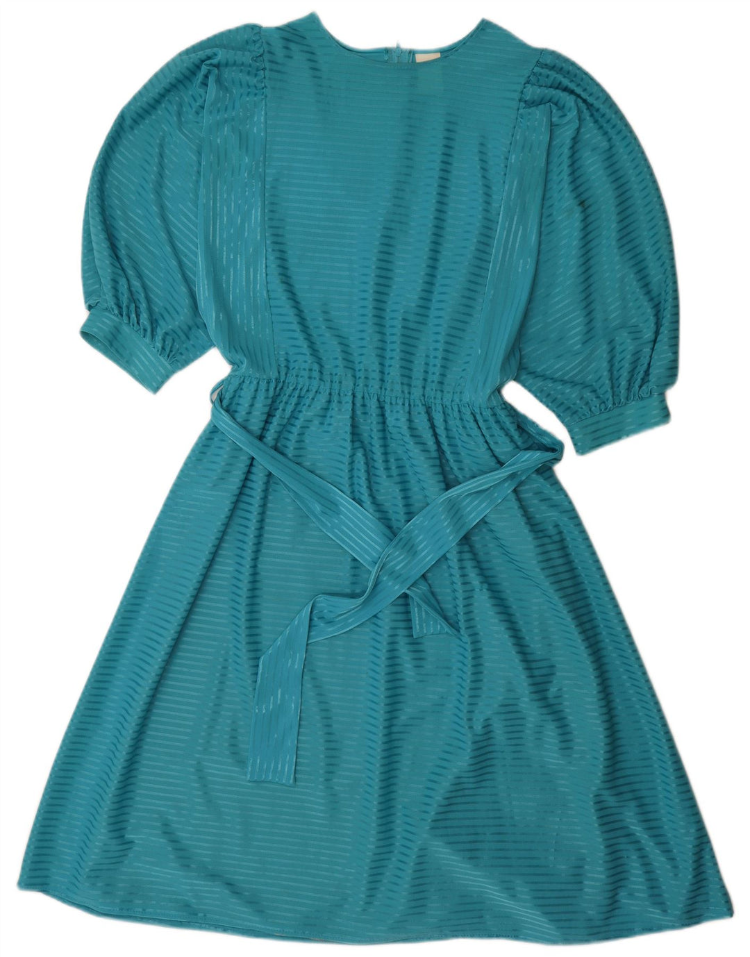 Vestido vintage feminino evasê EU 38 poliéster listrado azul médio