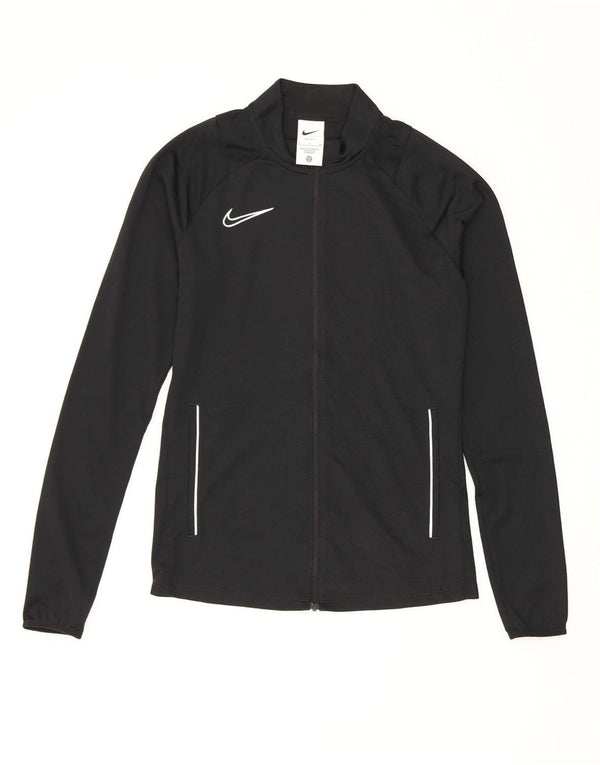 Nike Womens Dri Fit Tracksuit Top Jacket UK 10 Pequeno Preto Poliéster Esportes