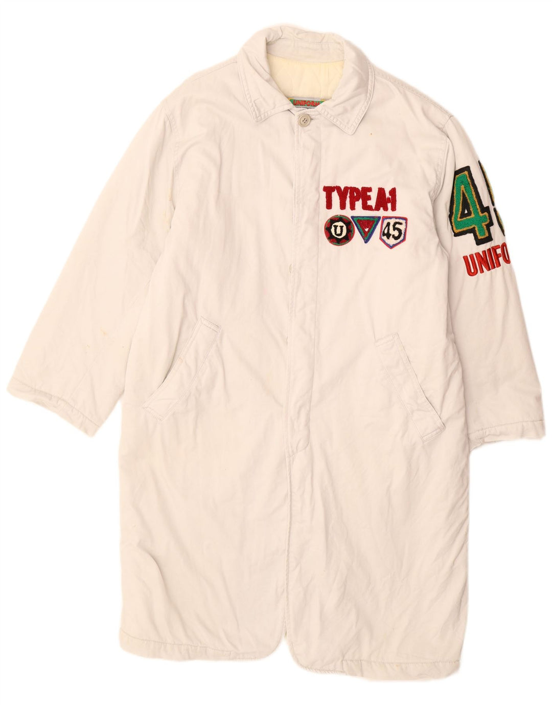 Sobretudo gráfico uniforme masculino UK 40 grande branco