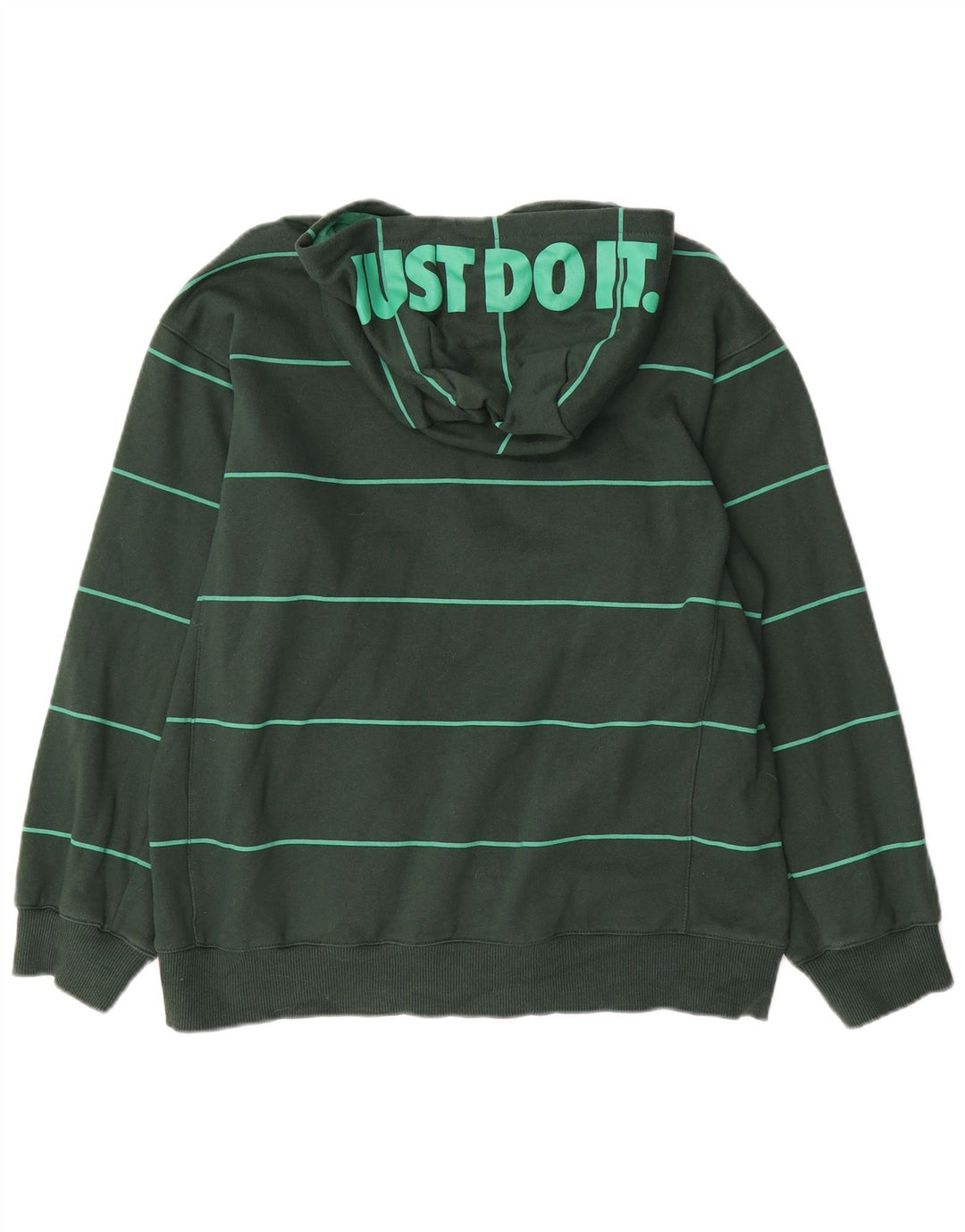 Suéter NIKE Boys Graphic Zip com capuz 13-14 anos XL verde listrado algodão