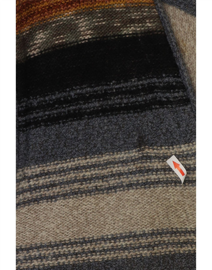 Suéter cardigã masculino vintage sem mangas listrado grande multicolorido