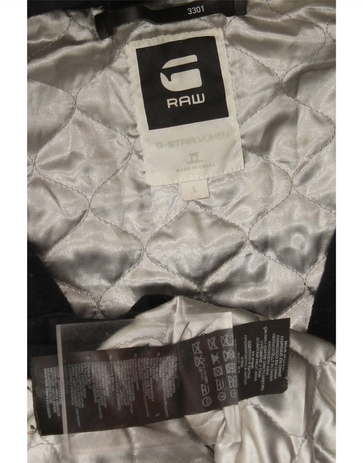 Jaqueta corta-vento feminina G-Star 3301 com capuz Reino Unido 16 grande lã azul marinho