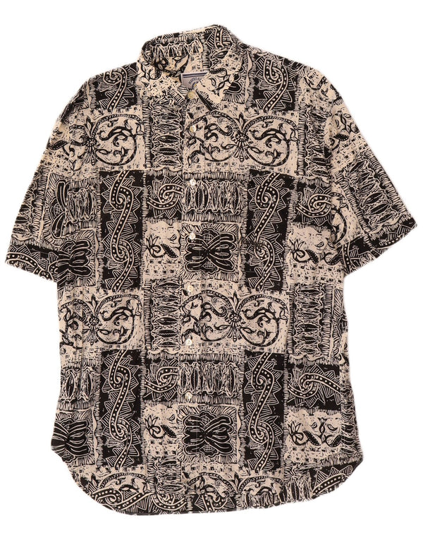 Camisa masculina de manga curta Navigare XL cinza algodão Paisley