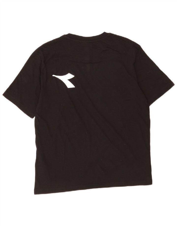Diadora Mens Graphic T-Shirt Top Pequeno Algodão Preto