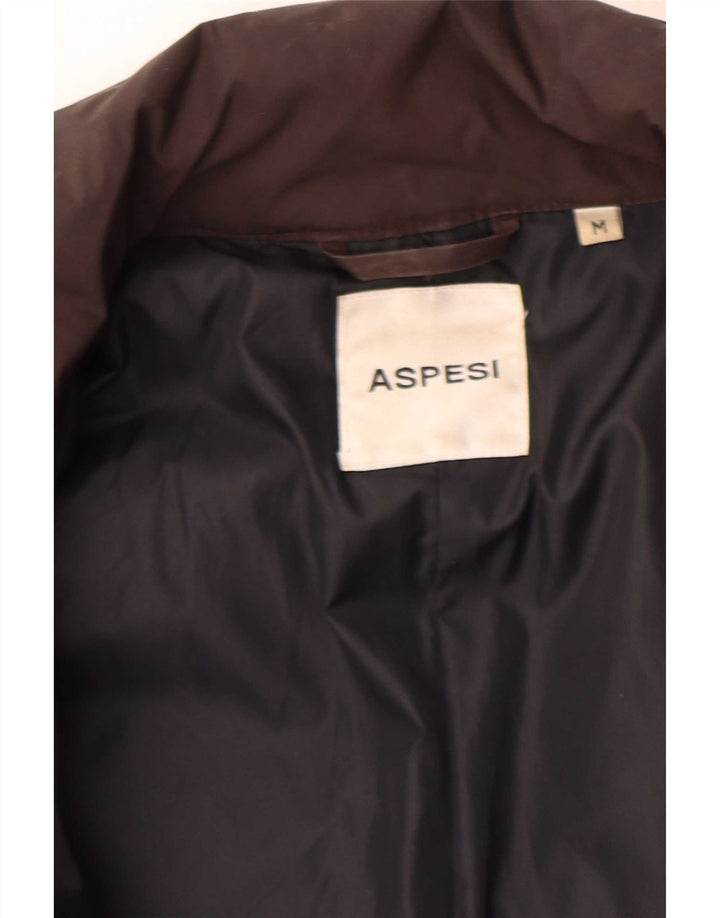 Casaco acolchoado com capuz feminino Aspesi UK 14 médio marrom nylon