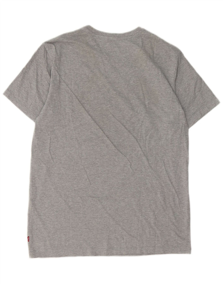 Camiseta gráfica masculina Levi's Top algodão manchado cinza médio