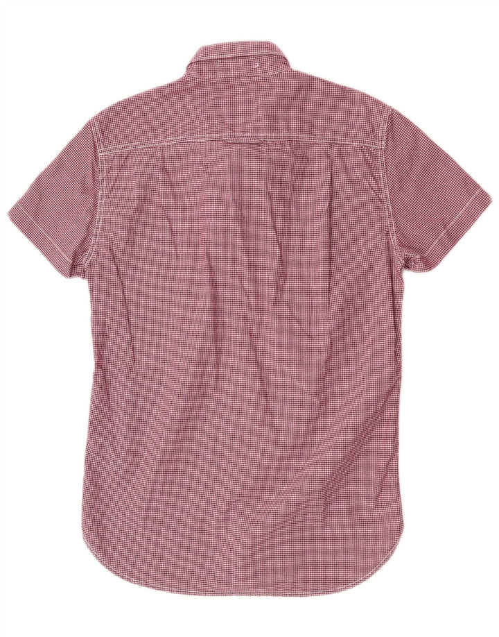 Camisa masculina Superdry de manga curta pequena Borgonha algodão guingão