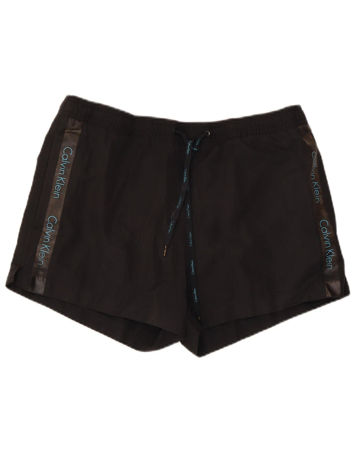 Shorts de natação masculino Calvin Klein gráfico médio preto poliéster