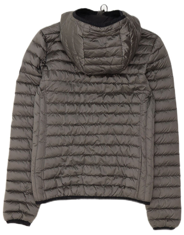 Jaqueta acolchoada com capuz feminina Superdry UK 8 poliéster cinza pequeno