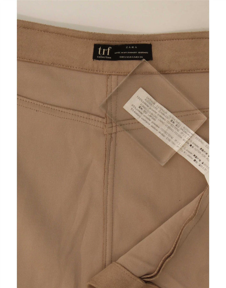 Mini saia feminina Zara pequena W27 poliéster marrom