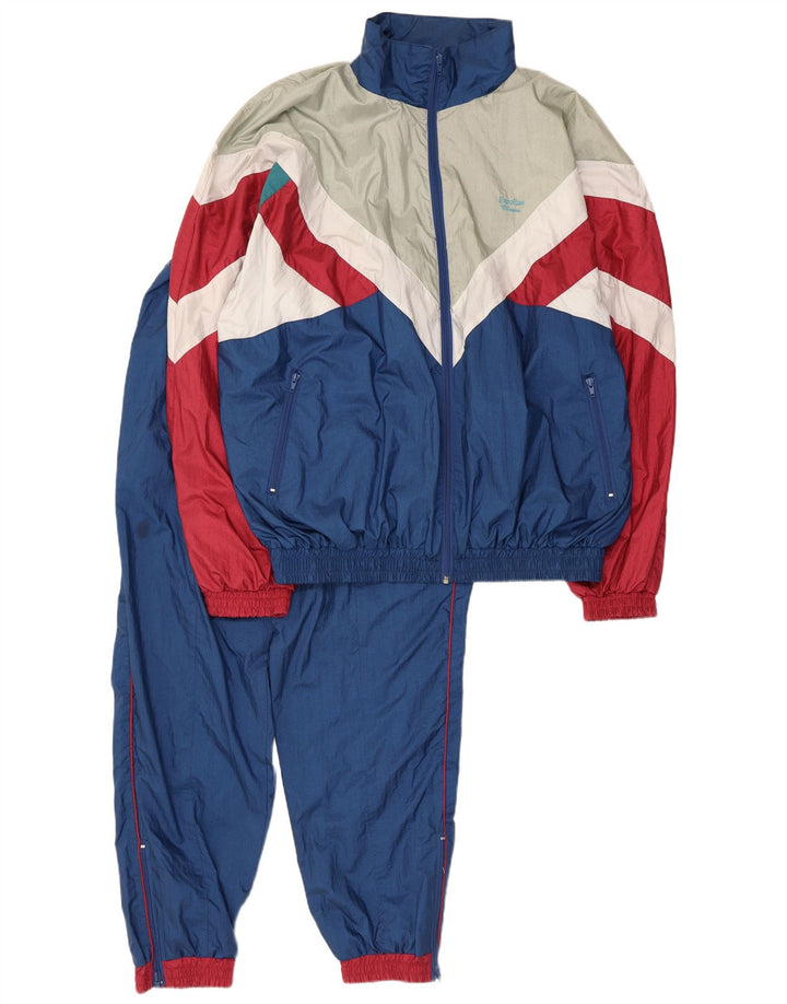 Fato de treino completo vintage masculino oversized médio azul marinho colorblock