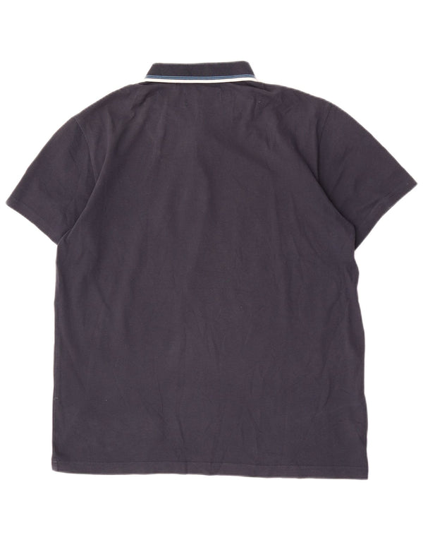 Camisa polo masculina Penguin grande algodão listrado azul marinho