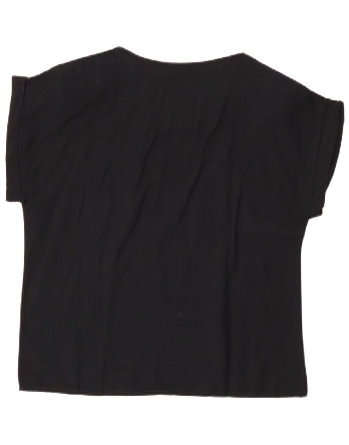 Blusa feminina VINTAGE Top IT 44 algodão floral preto médio