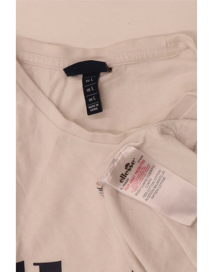 Camiseta masculina Ellesse com estampa gráfica grande de algodão branco