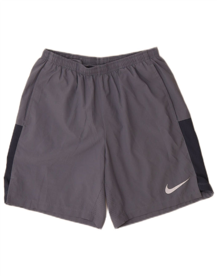 Shorts esportivos masculinos Nike Dri Fit pequeno cinza colorblock poliéster