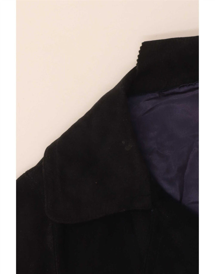 Jaqueta blazer feminina vintage de camurça com 3 botões Reino Unido 16 grande azul marinho