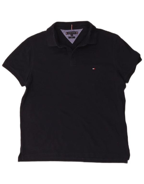 Camisa polo masculina Tommy Hilfiger Slim Fit XL azul marinho algodão