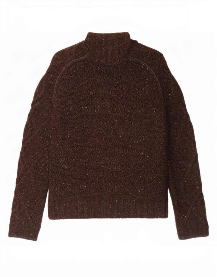 Jaqueta masculina de malha sherpa Energie Reino Unido 40 grande lã manchada marrom