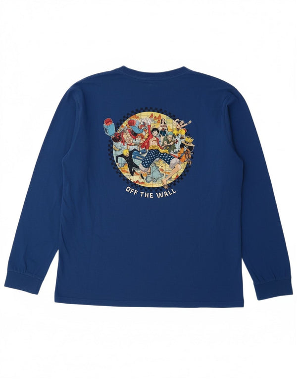 VANS Boys Straw Hat Crew Top gráfico manga comprida 14-15 anos XL azul