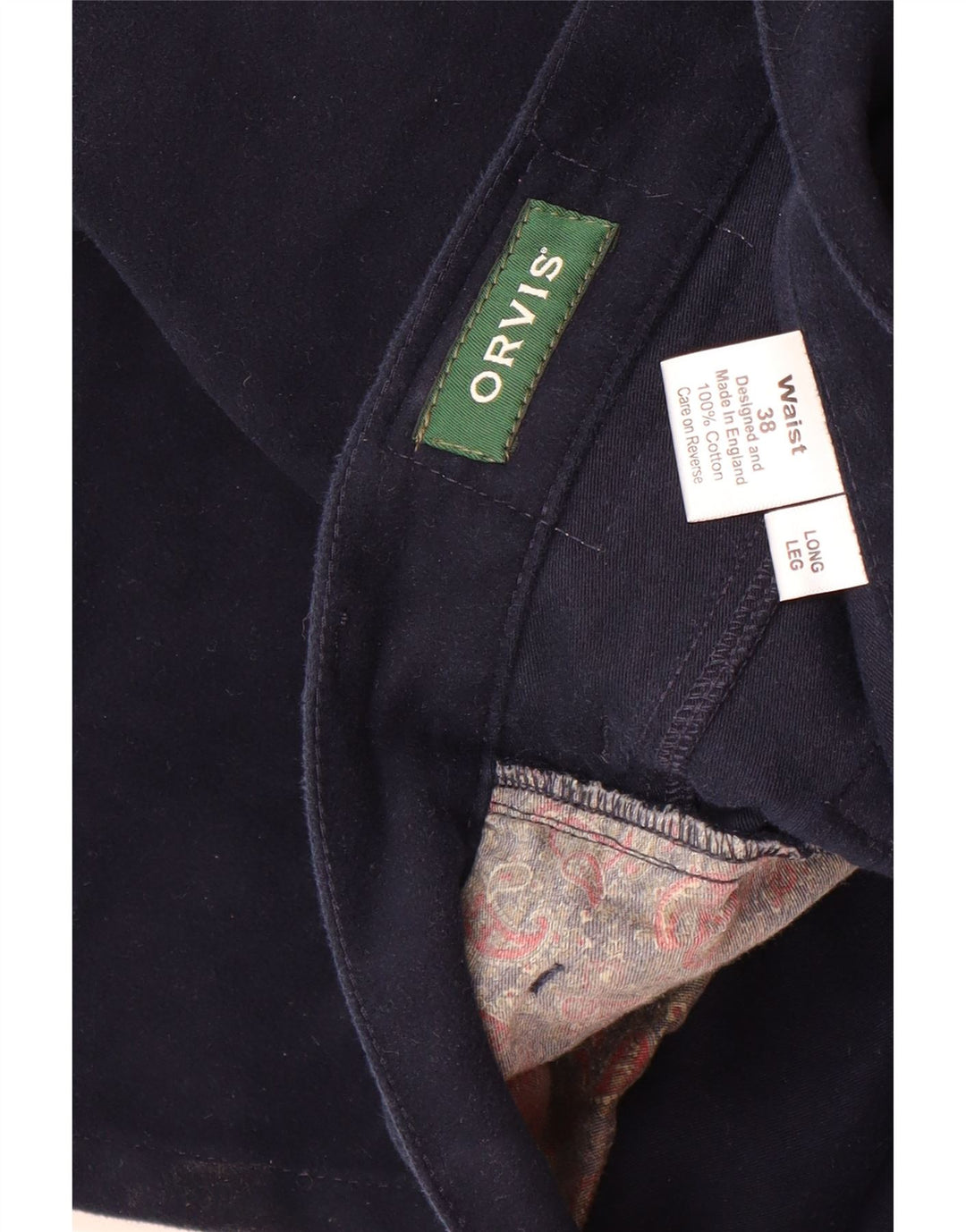 Calça casual reta masculina ORVIS W38 L30 algodão azul marinho