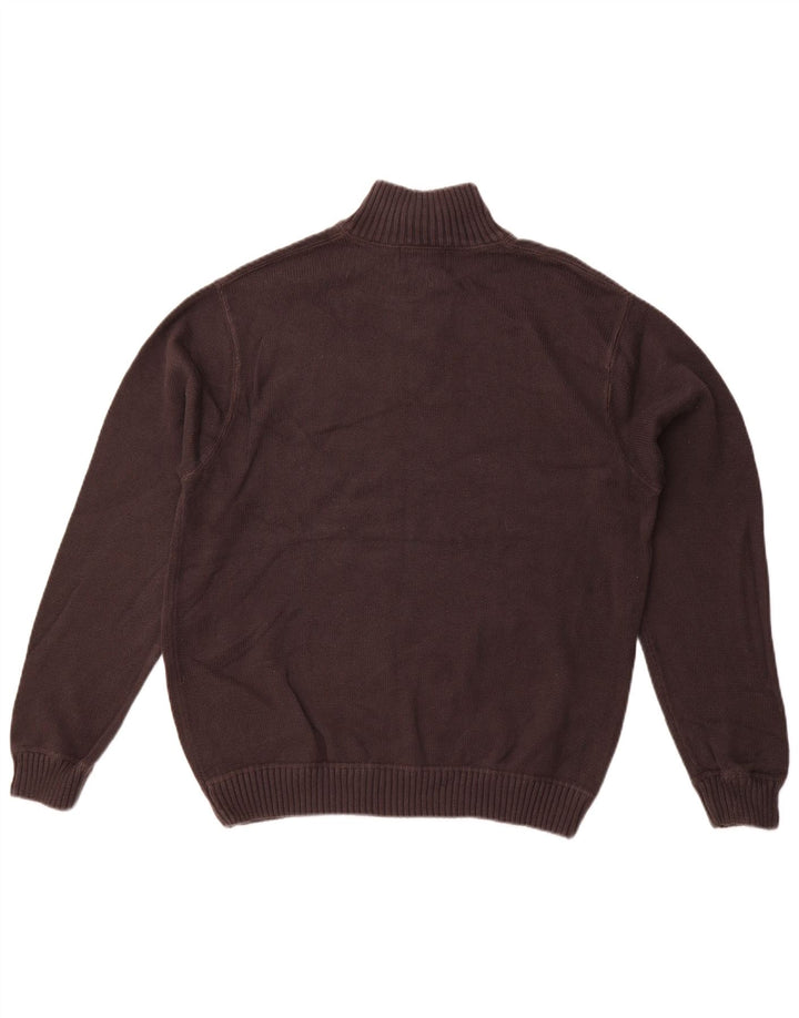 Suéter masculino EDDIE BAUER com zíper e gola grande de algodão cinza
