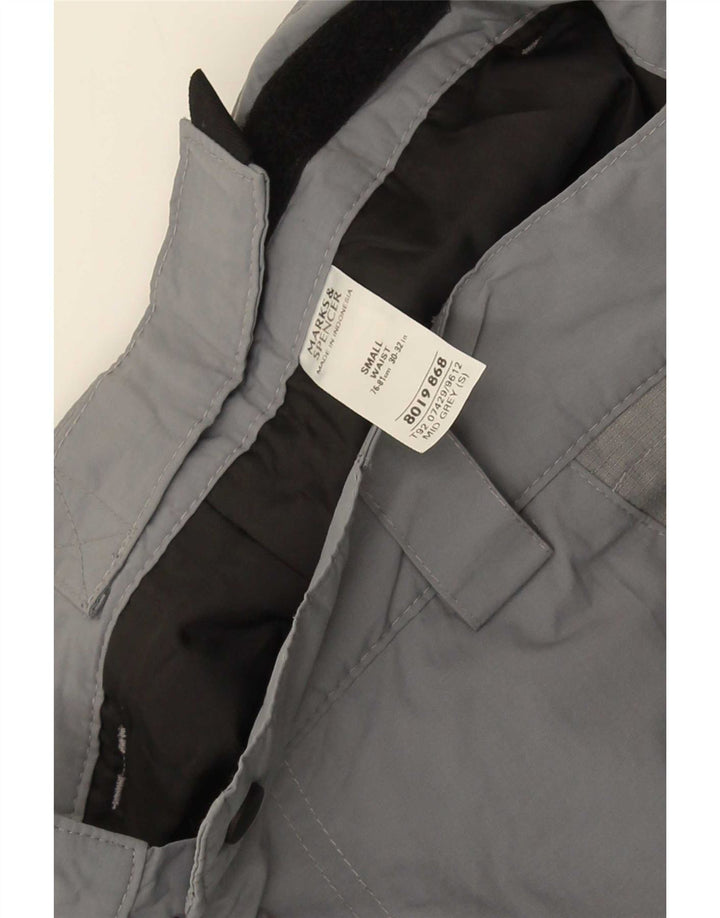 Marks & Spencer Calças casuais retas masculinas de poliéster cinza pequeno