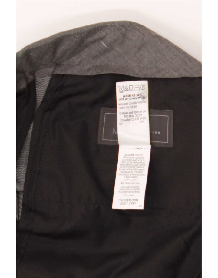 Calça masculina de ajuste regular Marks & Spencer W36 L29 poliéster cinza