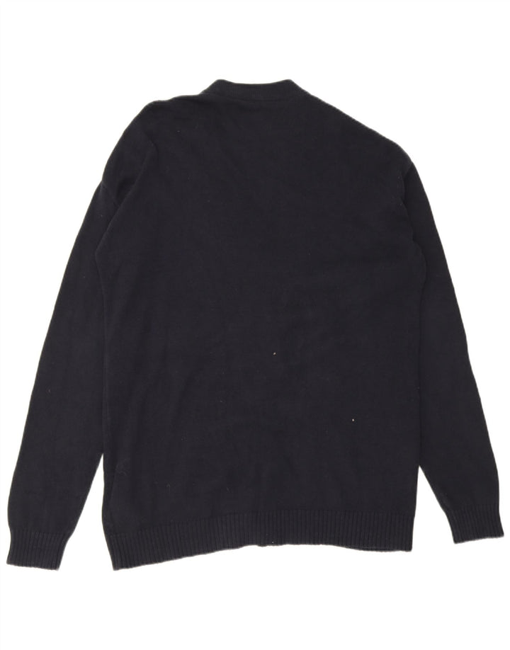 Suéter cardigã masculino Jack & Jones grande algodão azul marinho