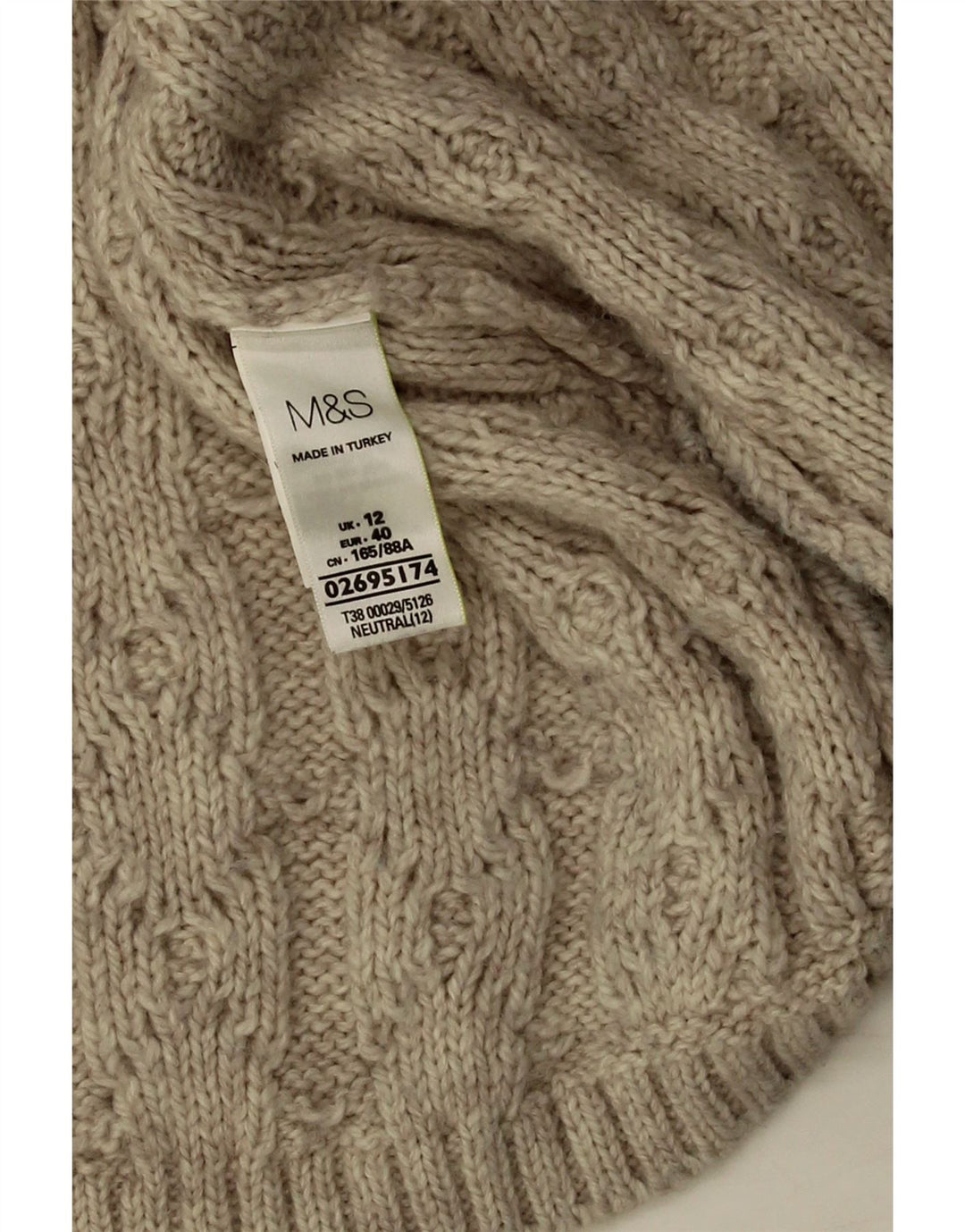 Suéter cardigã aberto grande Marks & Spencer feminino Reino Unido 12 médio bege