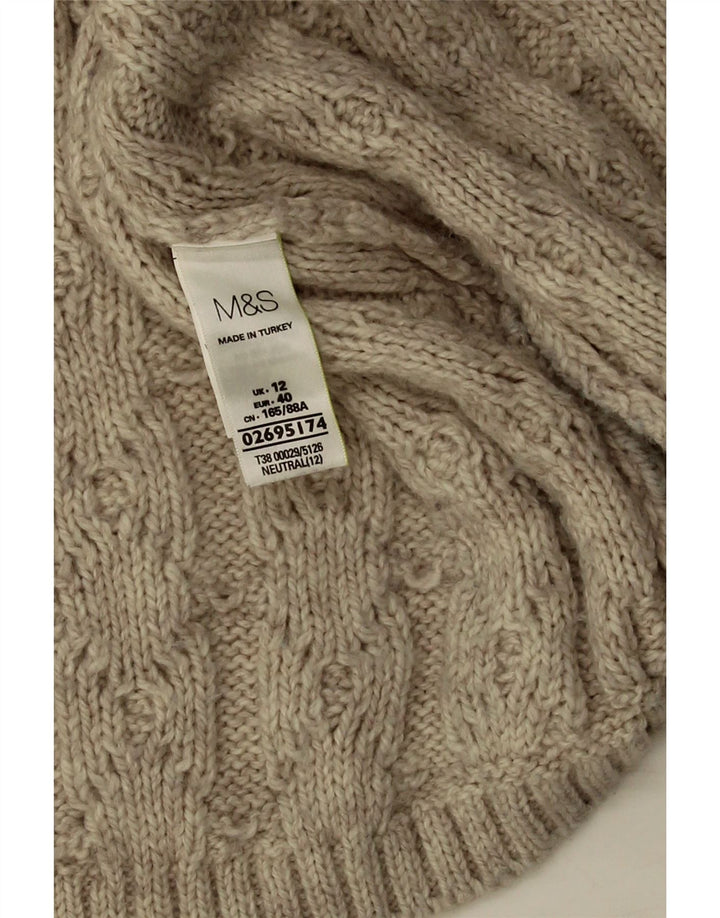 Suéter cardigã aberto grande Marks & Spencer feminino Reino Unido 12 médio bege