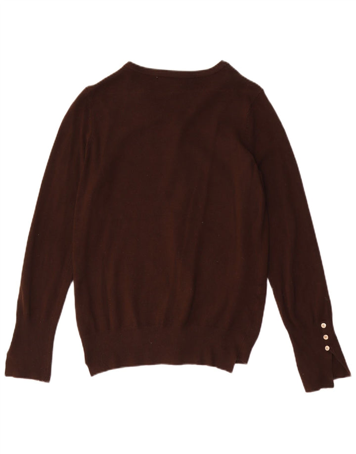 Suéter cardigã feminino Zara Reino Unido 12 viscose marrom médio