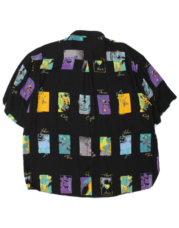 Camisa masculina Golddress de manga curta tamanho 43/44 XL preta geométrica