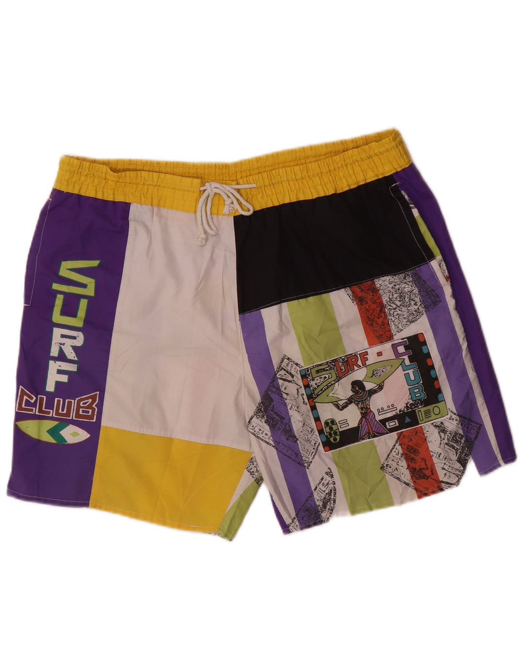 Shorts de natação gráfico masculino vintage XL colorido Colourblock poliéster
