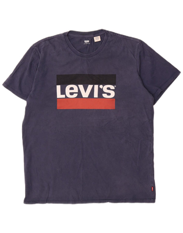 Camiseta gráfica masculina Levi's Top grande algodão azul marinho