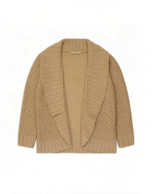 Suéter cardigã aberto feminino Marks & Spencer manga 3/4 Reino Unido 14 médio bege