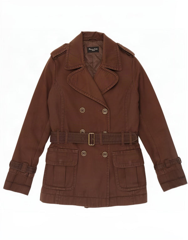 Massimo Dutti Womens Short Trench Coat UK 10 Small Brown Cotton